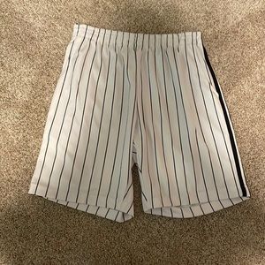 Striped white and black/blue summer shorts